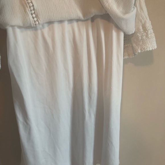 Sandra Darren White Lace Dress with Slip - Size 10 - Picture 8 of 8